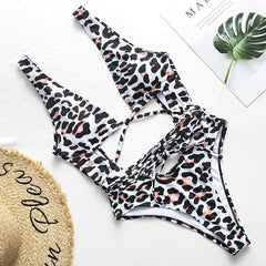Red leopard Brazilian swimsuit one piece Plus size sexy bikini 2019 Push up swimwear women string monokini High cut bathing suit