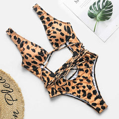 Red leopard Brazilian swimsuit one piece Plus size sexy bikini 2019 Push up swimwear women string monokini High cut bathing suit