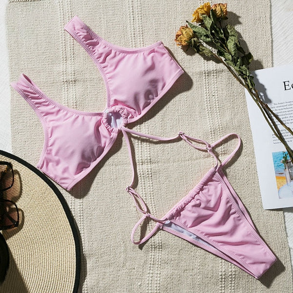 Peachtan Snake print one piece swimsuit female Sexy bandage bikini 2019 High cut swimwear women Monokini Triangle bathing suit