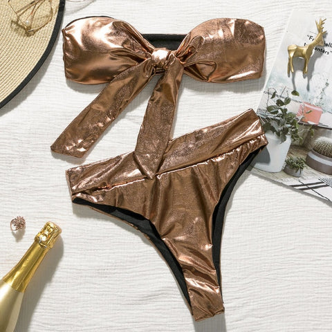 Brazilian High waist bikini thong swimwear women Bondage swimsuit female Push up bathing suit 2019 Summer bathers Sexy biquini
