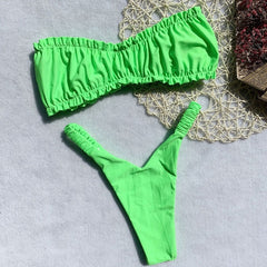 Extreme Brazilian bikini thong 2019 High cut swimwear female bathing suit Pleated swimsuit women Bandeau biquini Summer bathers