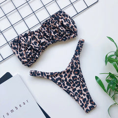 Extreme Brazilian bikini thong 2019 High cut swimwear female bathing suit Pleated swimsuit women Bandeau biquini Summer bathers
