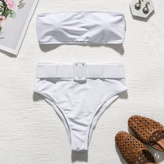 High waist Brazilian neon bikini 2019 Belt swimwear women Bandeau swimsuit female Push up bathing suit Summer bathers biquini