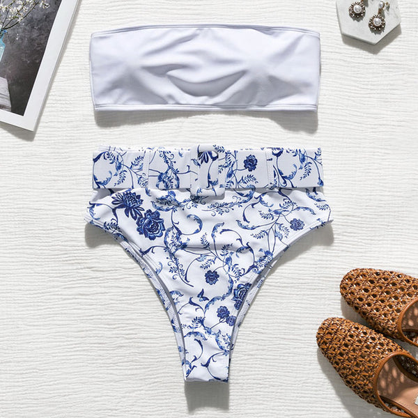 High waist Brazilian neon bikini 2019 Belt swimwear women Bandeau swimsuit female Push up bathing suit Summer bathers biquini