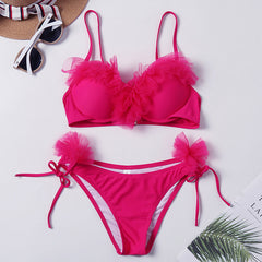 Padded Push Up Bikini Set Underwire Flower Ruffles Swimsuit For Women Sexy Solid Bandeau Female Bathing Suit 2018 Summer Biquini