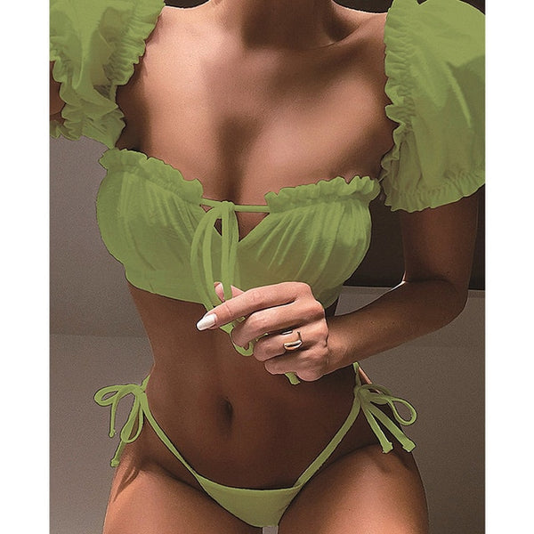 Sexy Polka Dot Bikini Women 2019 Two Piece Swimsuit Push Up Swimwear Floral Side Bathing Suit Brazilian Beach Wear Swimming Suit
