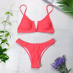 Sexy Bandeau Bikinis 2019 New V Neck Bikini Swimsuits Push Up Swimwear Female Brazilian Bikini Set Bathing Suits Biquini 3418