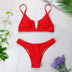 Sexy Bandeau Bikinis 2019 New V Neck Bikini Swimsuits Push Up Swimwear Female Brazilian Bikini Set Bathing Suits Biquini 3418