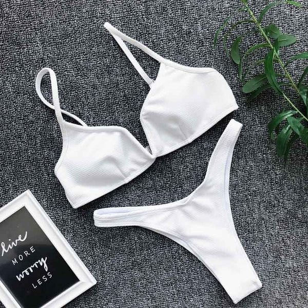 Padded Push Up Bikini Set Underwire Flower Ruffles Swimsuit For Women Sexy Solid Bandeau Female Bathing Suit 2018 Summer Biquini