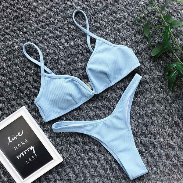 Padded Push Up Bikini Set Underwire Flower Ruffles Swimsuit For Women Sexy Solid Bandeau Female Bathing Suit 2018 Summer Biquini